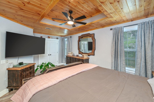201 Anderson St, Crestview, FL 32536 - bedroom featuring wooden ceiling, a ceiling fan, and wood finished floors
