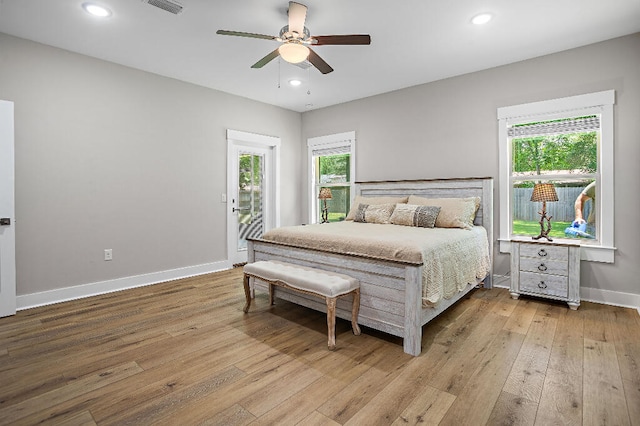 3112 Evans Ave, Navarre, FL 32566 - bedroom with hardwood / wood-style floors, recessed lighting, and a ceiling fan