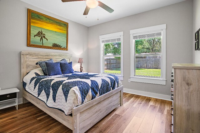 3112 Evans Ave, Navarre, FL 32566 - bedroom with wood finished floors and ceiling fan