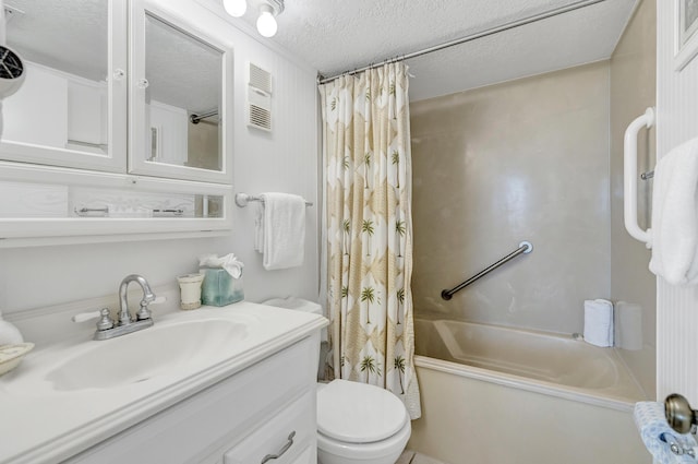 291 Scenic Gulf Dr Unit 400, Miramar Beach, FL 32550 - bathroom featuring shower / bath combo, vanity, and a textured ceiling