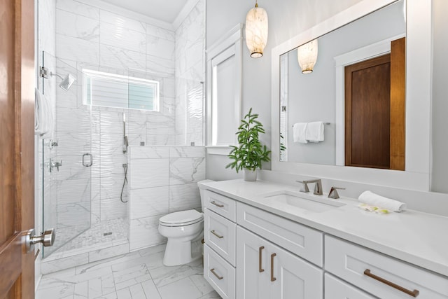 17 Palm Court Ln, Inlet Beach, FL 32461 - full bath with marble look tile flooring, vanity, and a marble finish shower