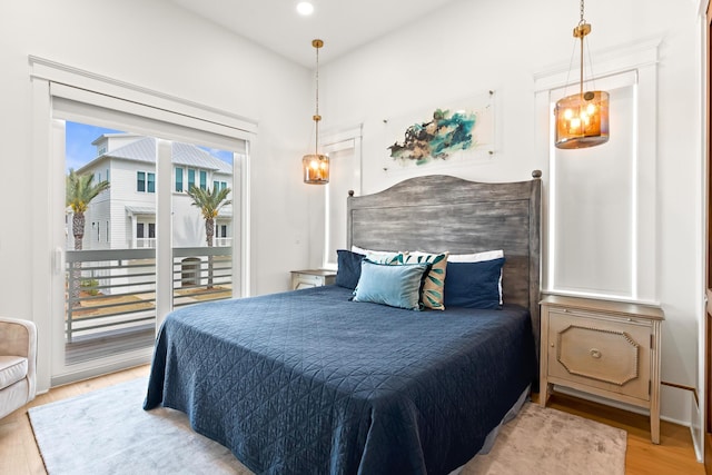17 Palm Court Ln, Inlet Beach, FL 32461 - bedroom featuring access to outside, light wood-type flooring, and recessed lighting