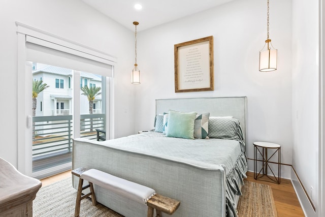 17 Palm Court Ln, Inlet Beach, FL 32461 - bedroom featuring access to exterior, light wood finished floors, and recessed lighting