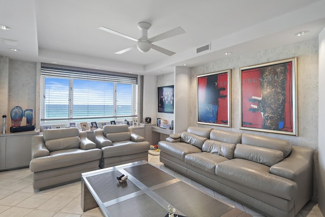 514 Gulf Shore Dr Unit 401, Destin, FL 32541 - living area featuring a ceiling fan and light tile patterned floors