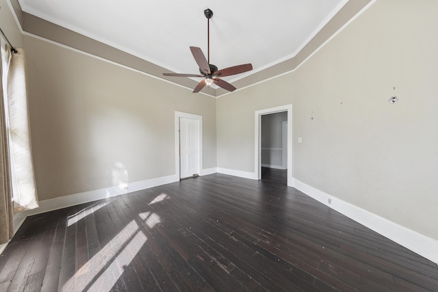 5108 Escambia St, Milton, FL 32570 - spare room featuring dark wood-style flooring, ornamental molding, and ceiling fan
