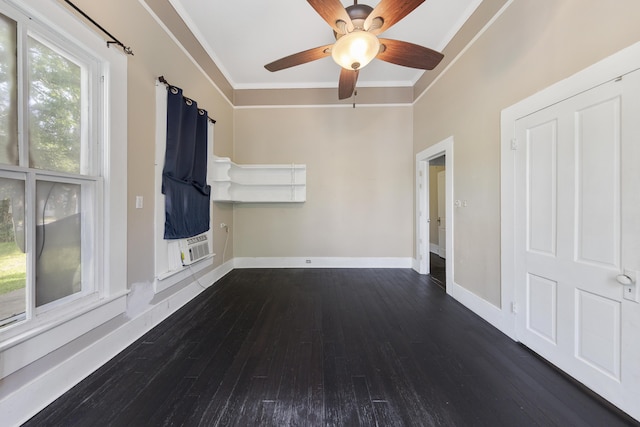 5108 Escambia St, Milton, FL 32570 - spare room with crown molding, dark wood-type flooring, and ceiling fan