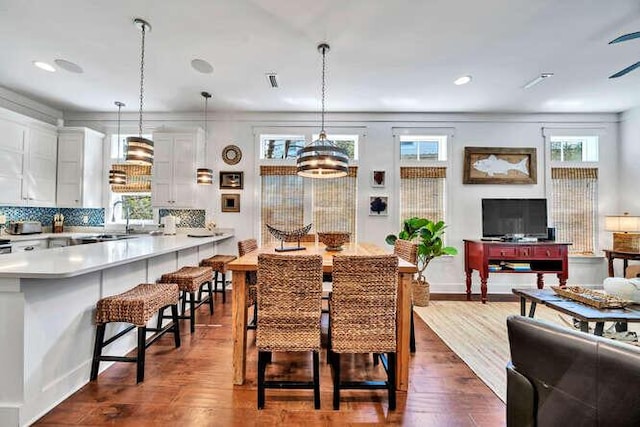 23 The Greenway Loop, Inlet Beach, FL 32461 - dining room featuring dark wood-type flooring and recessed lighting