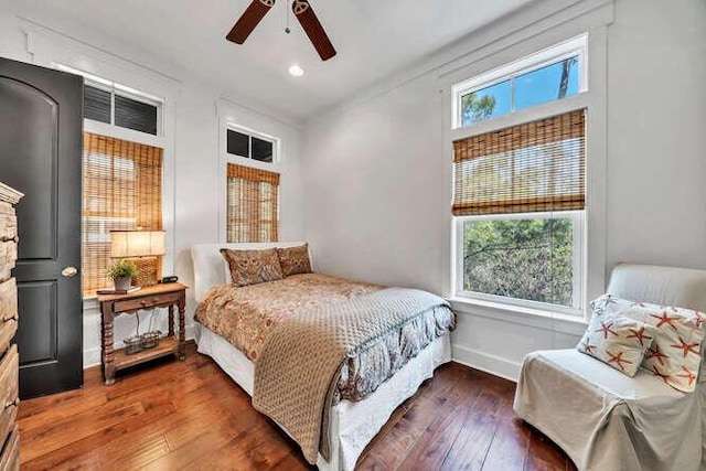 23 The Greenway Loop, Inlet Beach, FL 32461 - bedroom with wood-type flooring, recessed lighting, and ceiling fan