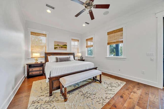 23 The Greenway Loop, Inlet Beach, FL 32461 - bedroom featuring wood finished floors, recessed lighting, and a ceiling fan