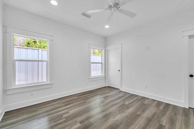 2672 Chat Holley Rd, Santa Rosa Beach, FL 32459 - unfurnished bedroom with dark wood-type flooring, recessed lighting, and ceiling fan