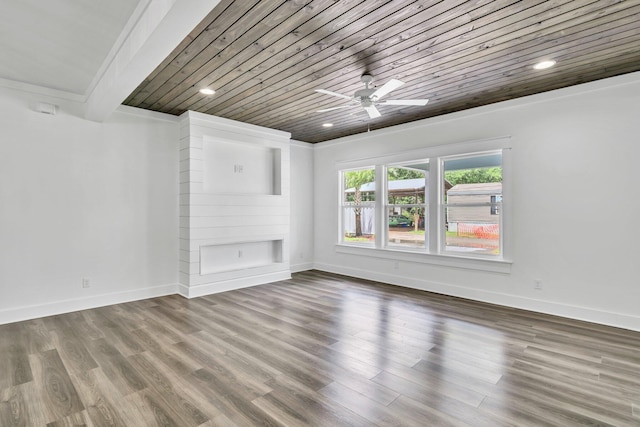 2672 Chat Holley Rd, Santa Rosa Beach, FL 32459 - unfurnished living room featuring wood ceiling, ceiling fan, wood finished floors, and recessed lighting