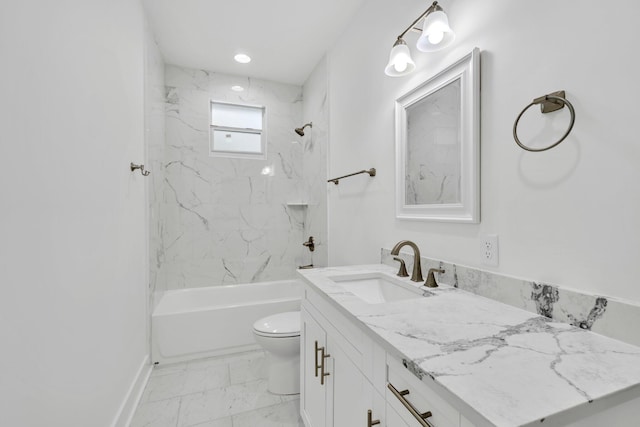 2672 Chat Holley Rd, Santa Rosa Beach, FL 32459 - bathroom featuring vanity, bathing tub / shower combination, and marble finish flooring