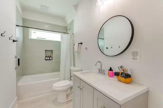 7411 Grand Navarre Blvd, Navarre, FL 32566 - bathroom featuring vanity and shower / bathtub combination with curtain