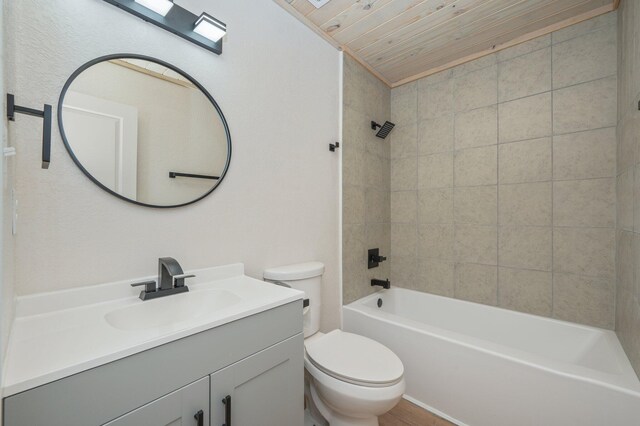 3375 Mclain Dr, Crestview, FL 32539 - bathroom with vanity, wood ceiling, and shower / bath combination