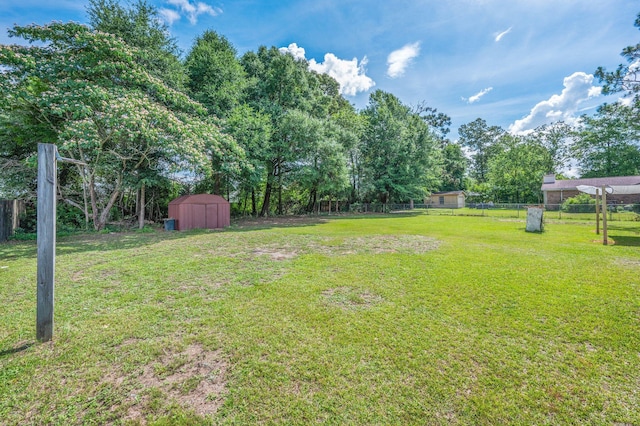 3375 Mclain Dr, Crestview, FL 32539 - view of yard with a storage unit and view of scattered trees