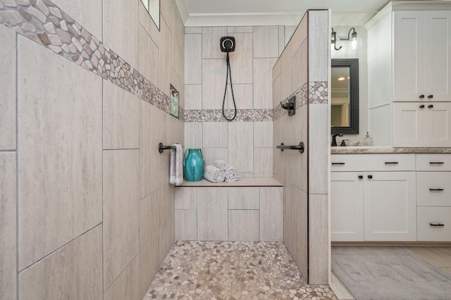2580 Taylor Rd, Crestview, FL 32536 - bathroom with tiled shower and vanity