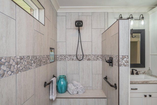 2580 Taylor Rd, Crestview, FL 32536 - bathroom featuring tiled shower and vanity
