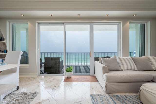 955 Scenic Gulf Dr Unit 350, Miramar Beach, FL 32550 - living area featuring healthy amount of natural light, marble finish floors, and recessed lighting