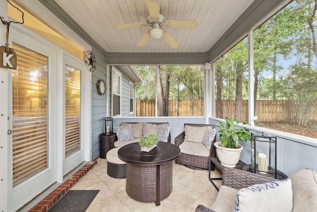 419 Symphony Way, Freeport, FL 32439 - sunroom with outdoor lounge area and ceiling fan