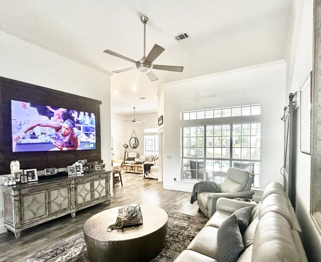 83 Azure Pl, Miramar Beach, FL 32550 - living room featuring a ceiling fan and wood finished floors