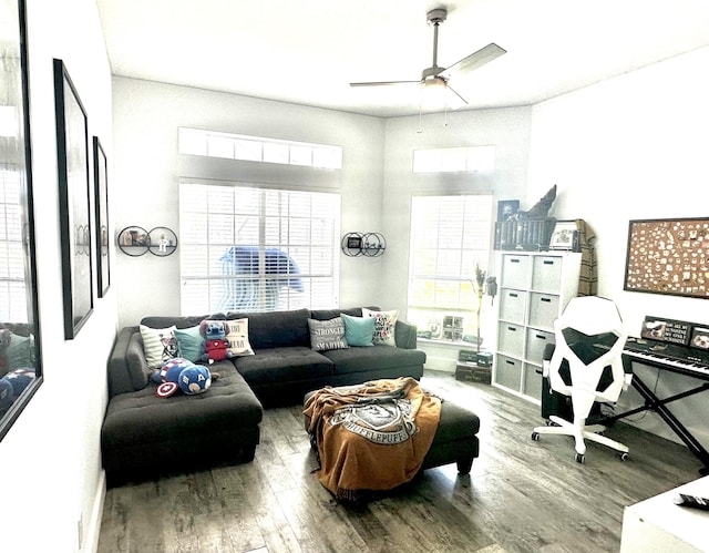 83 Azure Pl, Miramar Beach, FL 32550 - living room featuring wood finished floors and a ceiling fan