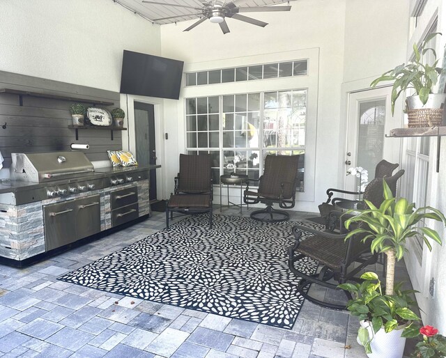 83 Azure Pl, Miramar Beach, FL 32550 - view of patio with ceiling fan and an outdoor kitchen