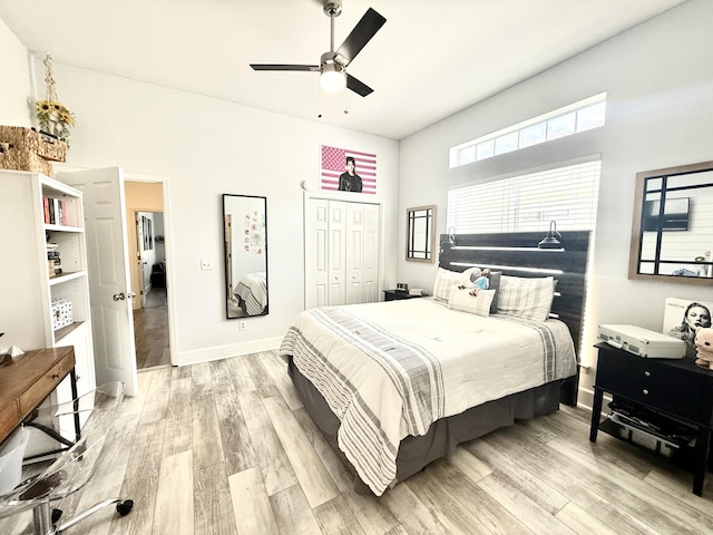 83 Azure Pl, Miramar Beach, FL 32550 - bedroom featuring light wood-type flooring, a closet, and ceiling fan
