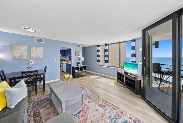 9850 S Thomas Dr Unit 1012W, Panama City, FL 32408 - living area featuring light wood-style floors and a textured ceiling