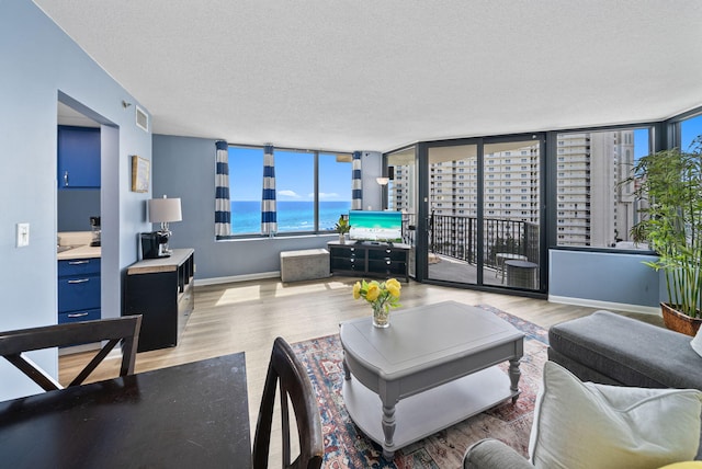 9850 S Thomas Dr Unit 1012W, Panama City, FL 32408 - living area with light wood-style floors and a textured ceiling