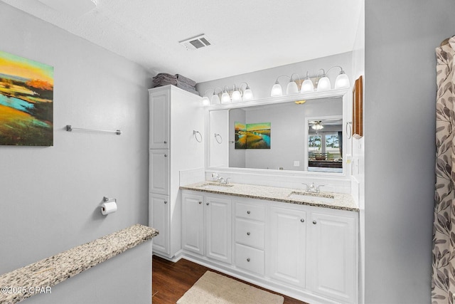 1069 Caswell Rd, Defuniak Springs, FL 32433 - full bath featuring wood finished floors and double vanity