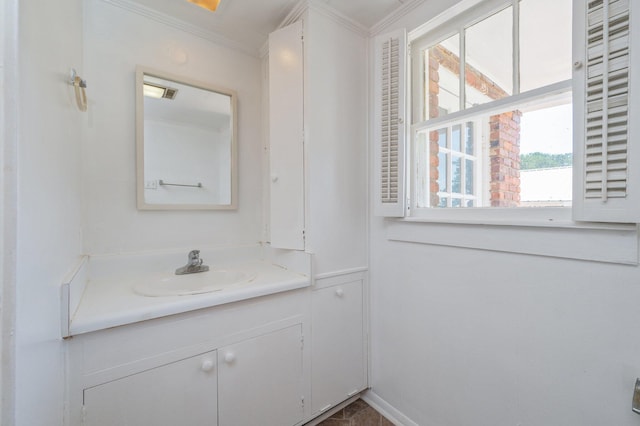 942 Varnum Rd, Laurel Hill, FL 32567 - bathroom with crown molding and vanity