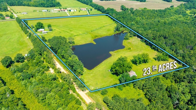 942 Varnum Rd, Laurel Hill, FL 32567 - aerial view of sparsely populated area with a large body of water and property boundaries highlighted