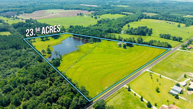 942 Varnum Rd, Laurel Hill, FL 32567 - aerial view of sparsely populated area featuring a nearby body of water and property parcel outlined