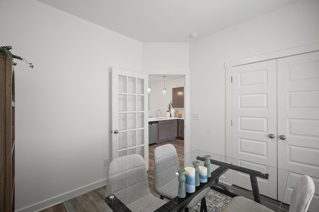 5862 Tyndall Pl, Panama City, FL 32404 - home office featuring dark wood-type flooring and a sink