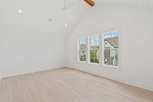 368 Ridgewalk Cir Lot 44B, Santa Rosa Beach, FL 32459 - bonus room featuring light wood-style floors, a ceiling fan, recessed lighting, high vaulted ceiling, and a wooden ceiling with exposed beams