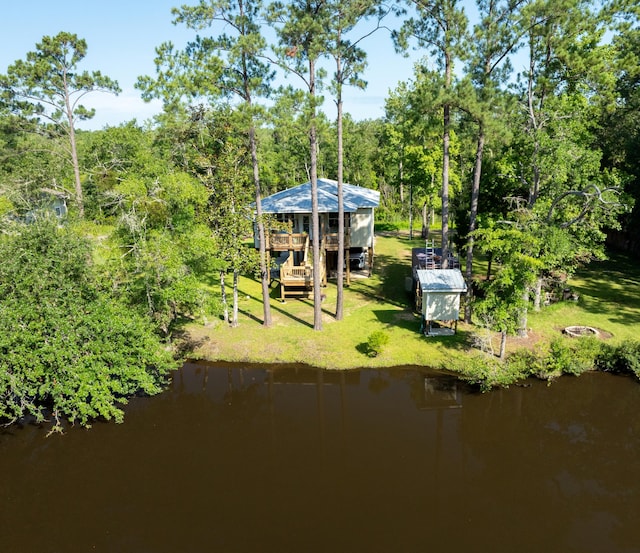 158 Johns Ln, Freeport, FL 32439 - exterior space featuring a deck with water view