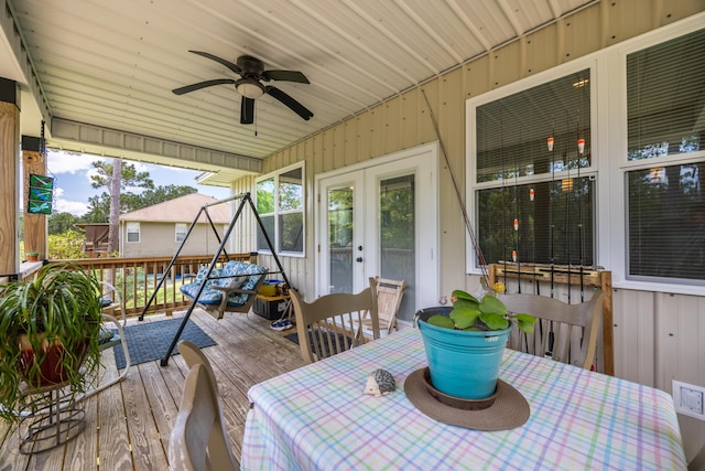 158 Johns Ln, Freeport, FL 32439 - deck with ceiling fan and french doors