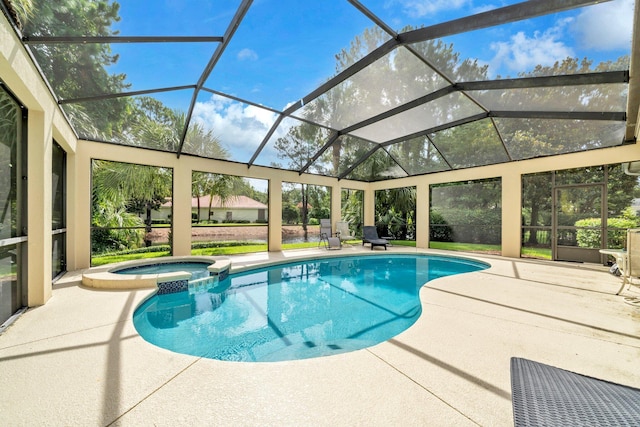 423 Maritime Ct, Destin, FL 32541 - view of pool with a patio area, a pool with connected hot tub, and a lanai