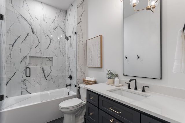 185 Dune Dr, Santa Rosa Beach, FL 32459 - full bath with vanity, bath / shower combo with glass door, and a chandelier