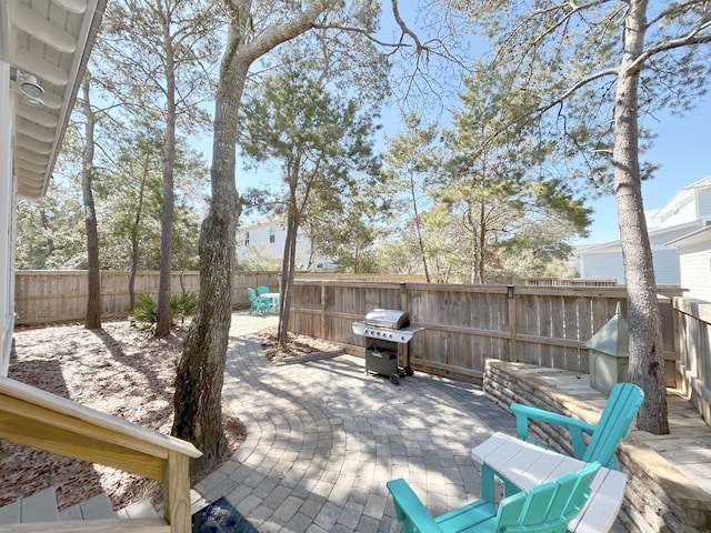 173 W Willow Mist Rd, Inlet Beach, FL 32461 - fenced backyard with area for grilling and a patio area