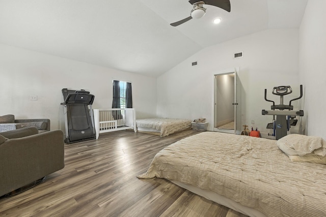 3774 Laird Rd, Crestview, FL 32539 - bedroom featuring vaulted ceiling, wood finished floors, and ceiling fan