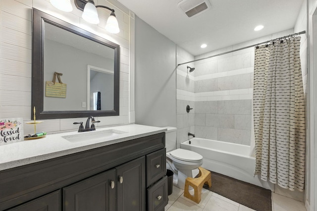 3774 Laird Rd, Crestview, FL 32539 - full bath featuring vanity, shower / tub combo, tile patterned flooring, and recessed lighting