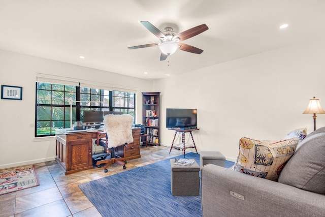 1090 5th Ave, Shalimar, FL 32579 - office with ceiling fan and recessed lighting