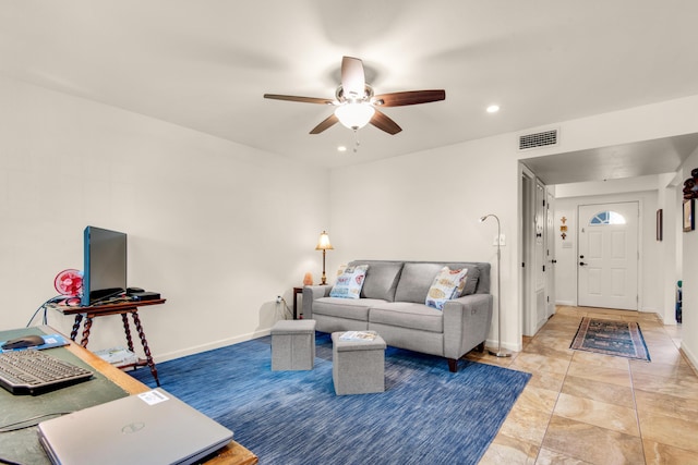 1090 5th Ave, Shalimar, FL 32579 - living room with ceiling fan and recessed lighting