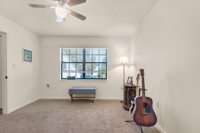 1090 5th Ave, Shalimar, FL 32579 - living area with carpet flooring, a ceiling fan, and a textured ceiling