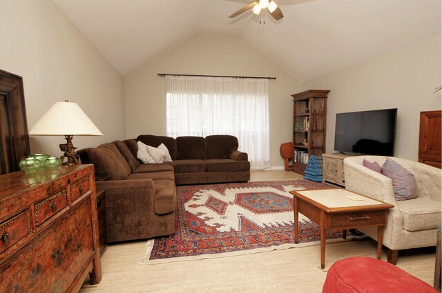 1262 Whitewood Way, Niceville, FL 32578 - living area featuring a ceiling fan, vaulted ceiling, and carpet