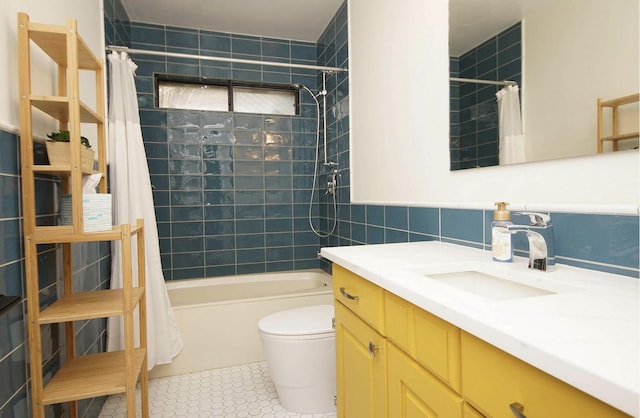 1262 Whitewood Way, Niceville, FL 32578 - bathroom with vanity, shower / bath combo, and tile walls