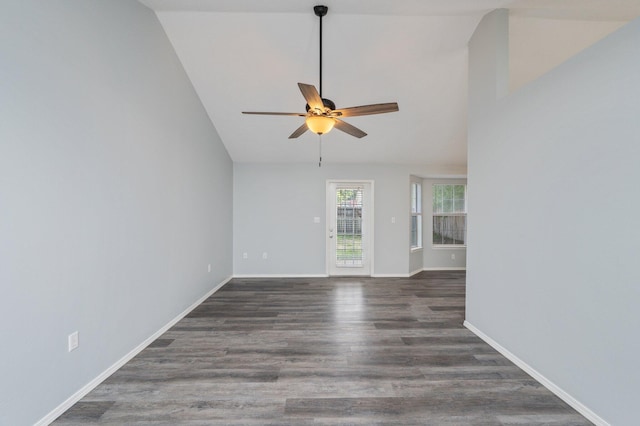 504 Shortwell Ave, Crestview, FL 32539 - spare room featuring vaulted ceiling, ceiling fan, and wood finished floors