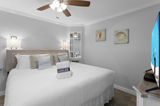2830 Scenic Gulf Dr Unit 117, Miramar Beach, FL 32550 - tiled bedroom featuring ornamental molding and a ceiling fan
