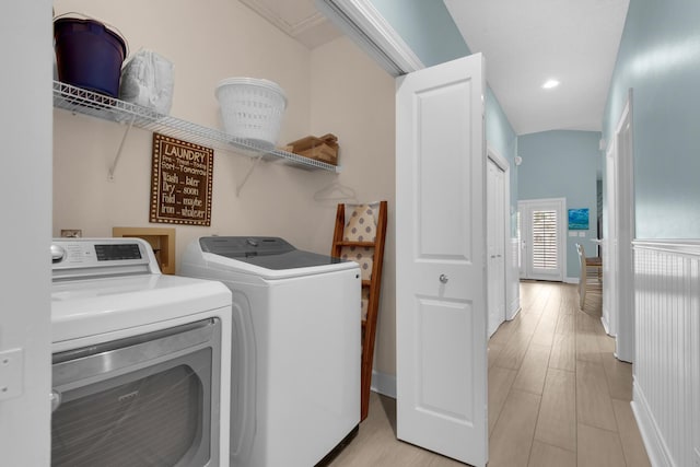 4460 Ocean View Dr, Destin, FL 32541 - washroom with independent washer and dryer, recessed lighting, and light wood finished floors